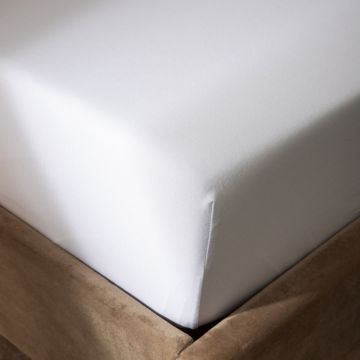 Cearceaf de pat cu elastic Pelly, Homla, 140x200 cm, bumbac, alb