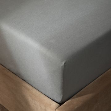 Cearceaf de pat cu elastic Pelly, Homla, 140x200 cm, bumbac, gri
