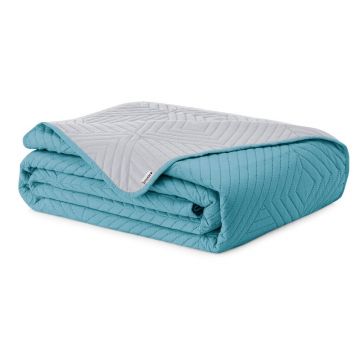 Cuvertură albastră/gri deschis matlasată din microfibră 220x240 cm Softa – Restilo