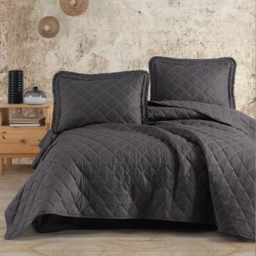 Cuvertura Matlasata, 3 Piese, Tafana V1 Antracit 240x260 cm (Bumbac 100%)