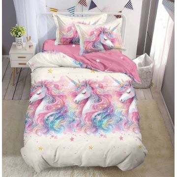Lenjerie 1 Persoana cu elastic 140x200 Unicorn (Finet)