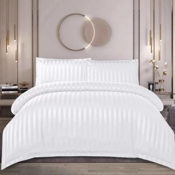 Lenjerie cu elastic 160x200 cm, Damasc, Rebra Alb, 4 Piese (Finet)