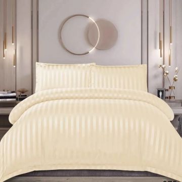 Lenjerie cu elastic 160x200 cm, Damasc, Rebra Crem, 4 Piese (Finet)
