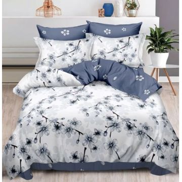 Lenjerie cu elastic 180x200 Sakura Grey 6 Piese (Finet)