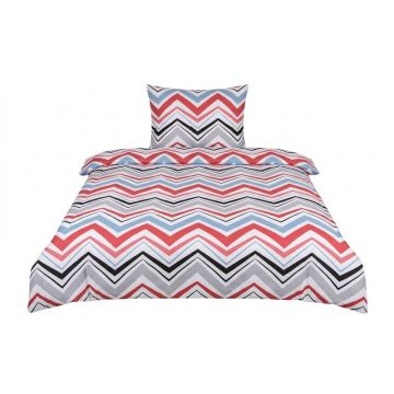 Lenjerie de pat albastră/gri din bumbac satinat pentru pat de o persoană cu 3 piese 140x200 cm Marina – JAHU collections