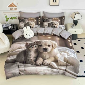 Lenjerie de Pat Bumbac Finet 5D 6 Piese cu Elastic 180x200 ,   Best Friends Forever