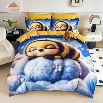 Lenjerie de Pat Bumbac Finet 5D 6 Piese cu Elastic 180x200 ,   Honey Dream