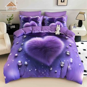 Lenjerie de Pat Bumbac Finet 5D 6 Piese cu Elastic 180x200 ,   Purple Velvet