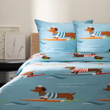 Lenjerie de pat dubla Longo, Homla, 160x200 cm, 3 piese, microfibra din poliester, multicolor