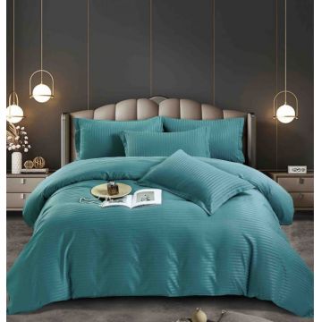 Lenjerie de Pat Dublu Damasc Premium 100% Bumbac, Cu Elastic, 6 Piese