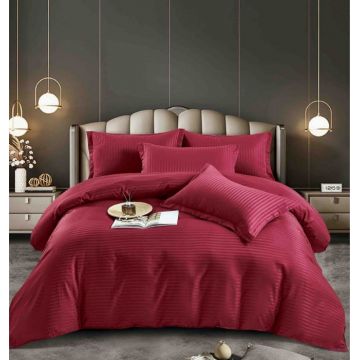 Lenjerie de Pat Dublu Damasc Premium 100% Bumbac, Cu Elastic, 6 Piese