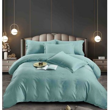 Lenjerie de Pat Dublu Damasc Premium 100% Bumbac, Cu Elastic, 6 Piese