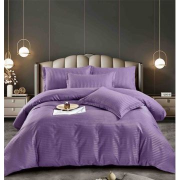 Lenjerie de Pat Dublu Damasc Premium 100% Bumbac, Cu Elastic, 6 Piese