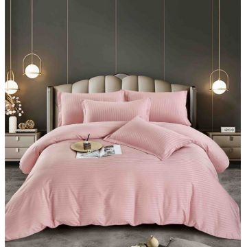 Lenjerie de Pat Dublu Damasc Premium 100% Bumbac, Cu Elastic, 6 Piese