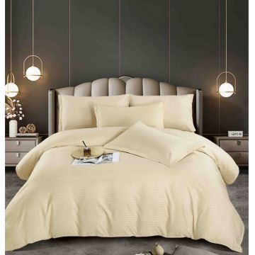Lenjerie de Pat Dublu Damasc Premium 100% Bumbac, Cu Elastic, 6 Piese