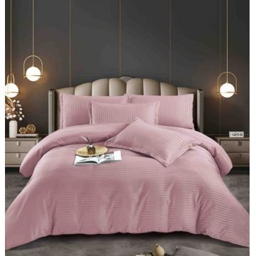 Lenjerie de Pat Dublu Damasc Premium 100% Bumbac, Cu Elastic, 6 Piese