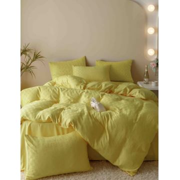 Lenjerie de Pat Dublu Jacquard Finetat Premium, 6 Piese, 230x250 cm
