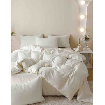 Lenjerie de Pat Dublu Jacquard Finetat Premium, 6 Piese, 230x250 cm