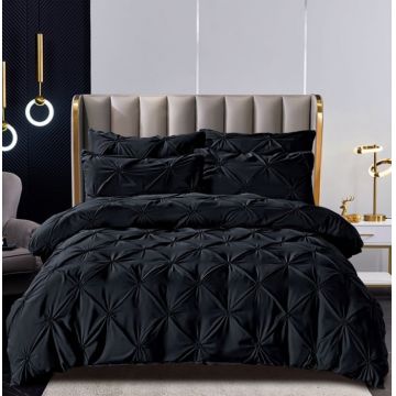 Lenjerie de Pat Finet Premium, 6 Piese, cu Pliuri Brodate