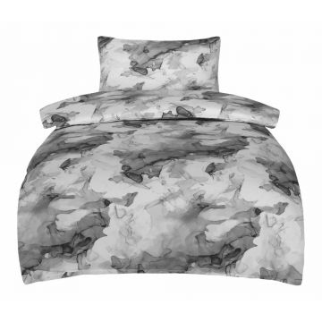 Lenjerie de pat gri din bumbac satinat pentru pat de o persoană 140x200 cm Deluxe Minerals – My House