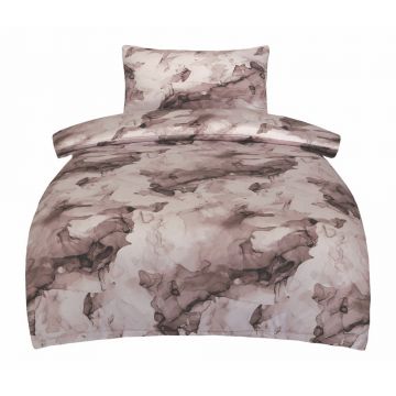 Lenjerie de pat maro din bumbac satinat pentru pat de o persoană 140x200 cm Deluxe Minerals – My House