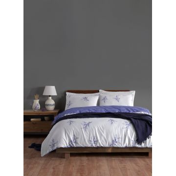 Lenjerie de pat pentru o persoana Single XXL (DE), L'essentiel Maison, Meltem, Alb/Albastru