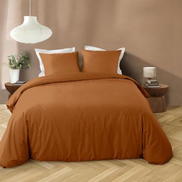 Lenjerie de pat teracotă din microfibră pentru pat dublu/extinsă cu 3 piese 240x220 cm Liam – douceur d'intérieur