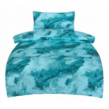Lenjerie de pat turcoaz din bumbac satinat pentru pat de o persoană 140x200 cm Deluxe Minerals – My House