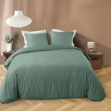 Lenjerie de pat verde din microfibră pentru pat dublu/extinsă cu 3 piese 240x220 cm Liam – douceur d'intérieur