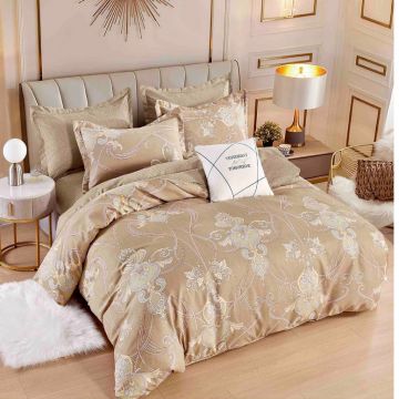 Lenjerie Finet 6 Piese cu Elastic 180x200, Beige Neutral