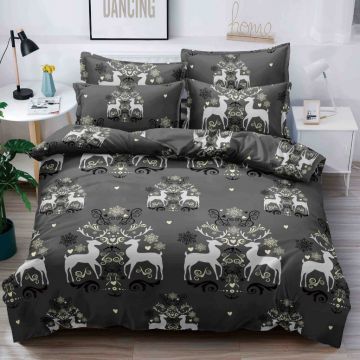 Lenjerie Finet 6 Piese cu Elastic 180x200, Black Icon