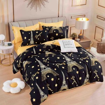 Lenjerie Finet 6 Piese cu Elastic 180x200, Black Star