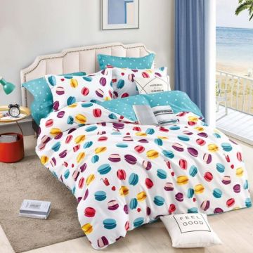 Lenjerie Finet 6 Piese cu Elastic 180x200, Candy Splash