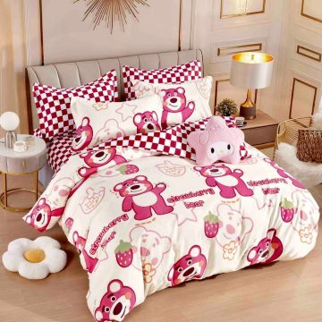 Lenjerie Finet 6 Piese cu Elastic 180x200, Cherry Bear