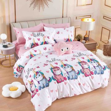 Lenjerie Finet 6 Piese cu Elastic 180x200, Cute Heart