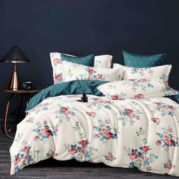 Lenjerie Finet 6 Piese cu Elastic 180x200, Dark Floral