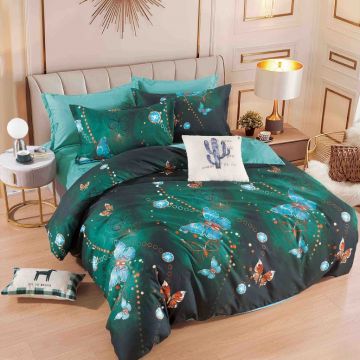 Lenjerie Finet 6 Piese cu Elastic 180x200, Dark Green