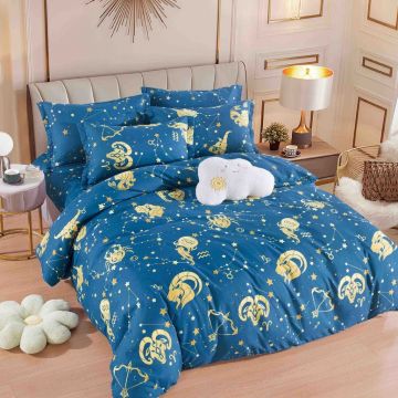 Lenjerie Finet 6 Piese cu Elastic 180x200, Deep Ocean