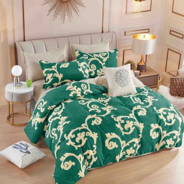 Lenjerie Finet 6 Piese cu Elastic 180x200, Emerald Green