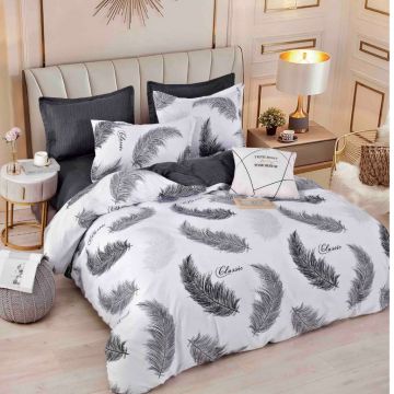 Lenjerie Finet 6 Piese cu Elastic 180x200, Feather Shadow