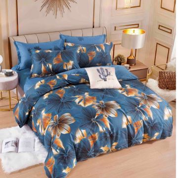 Lenjerie Finet 6 Piese cu Elastic 180x200, Galaxy Blue