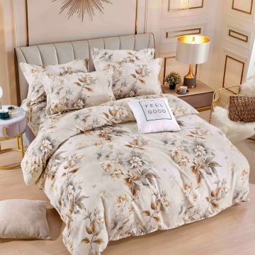 Lenjerie Finet 6 Piese cu Elastic 180x200, Gold Leaf