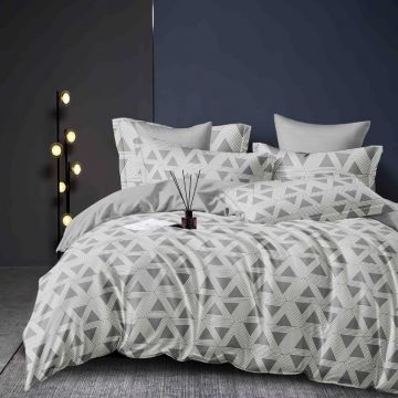 Lenjerie Finet 6 Piese cu Elastic 180x200, Grey Minimal