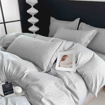 Lenjerie Finet 6 Piese cu Elastic 180x200, Grey Minimalist