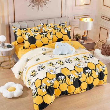 Lenjerie Finet 6 Piese cu Elastic 180x200, Honey Bee
