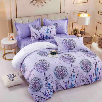 Lenjerie Finet 6 Piese cu Elastic 180x200, Lavender Floral
