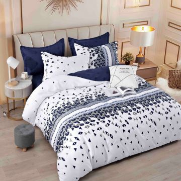 Lenjerie Finet 6 Piese cu Elastic 180x200, Navy Blue