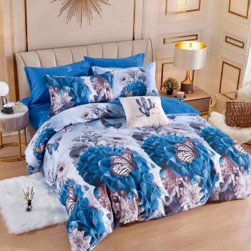 Lenjerie Finet 6 Piese cu Elastic 180x200, Ocean Wave