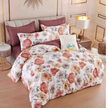 Lenjerie Finet 6 Piese cu Elastic 180x200, Rustic Floral