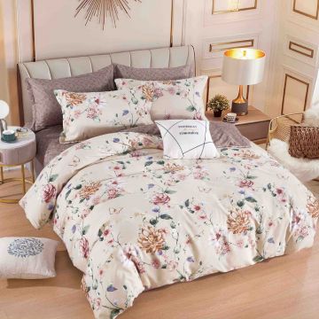 Lenjerie Finet 6 Piese cu Elastic 180x200, Soft Floral